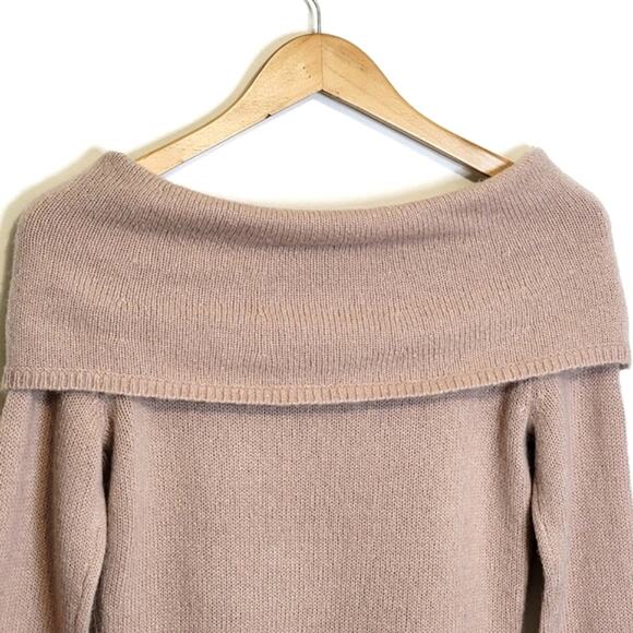 Theory Off The Shoulder Long Sleeve Light Pink Wool Blend Pullover Sweater Small - Picture 10 of 14